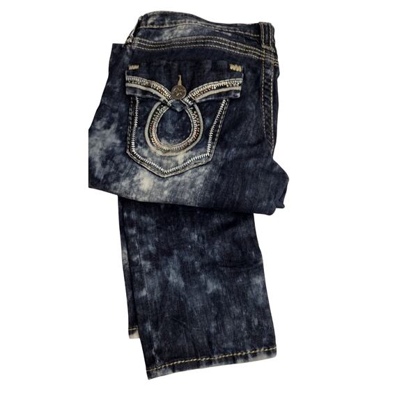 Big Star Vintage Sweet Skinny Womens Denim Jeans 30R Low Rise Rhinestone Stretch - Picture 3 of 9